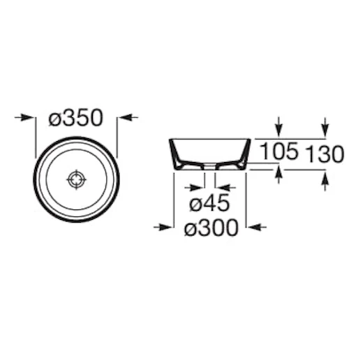 Lavoar baie pe blat, negru Roca Optica Ø35 cm