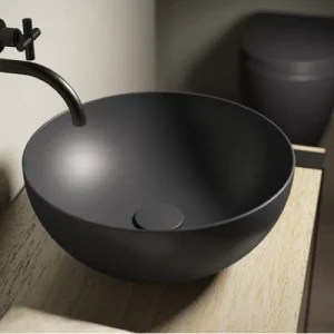 Lavoar baie pe blat, negru, rotund Hatria Happy Hour Slim Alchemy 06:00 40x40 cm