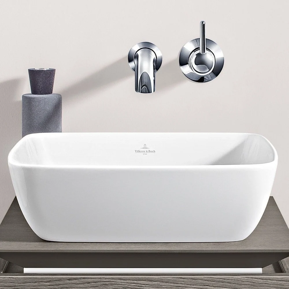 Lavoar baie pe blat, patrat Villeroy & Boch Artis 41x41 cm, CeramicPlus