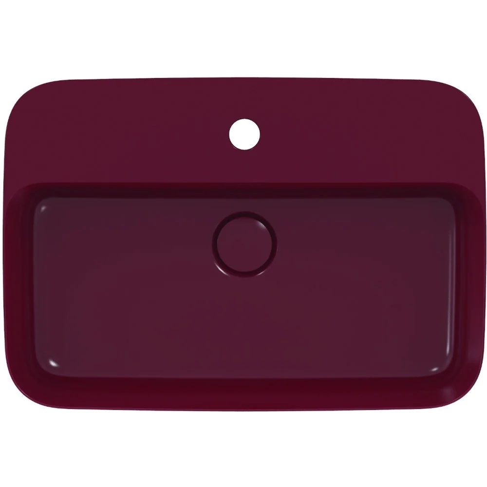 Lavoar baie pe blat, rosu Ideal Standard Ipalyss 55x38 cm, cu preaplin si gaura