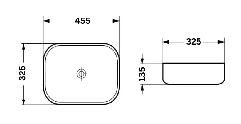 Lavoar baie Foglia, dreptunghiular negru mat pe blat, ventil inclus, 455x325 mm