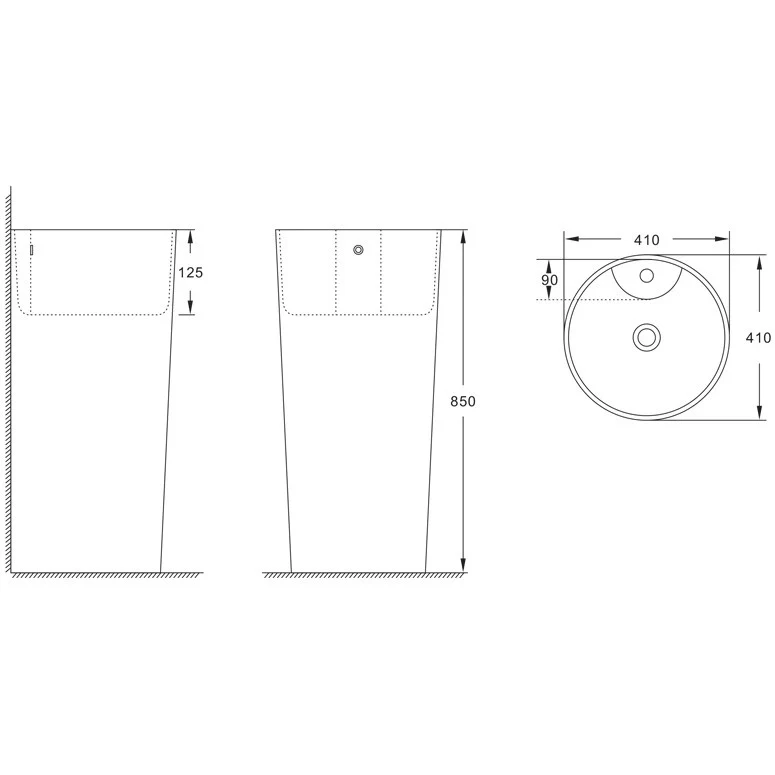 Lavoar baie freestanding, rotund Fluminia Athos 40x40 cm, cu preaplin