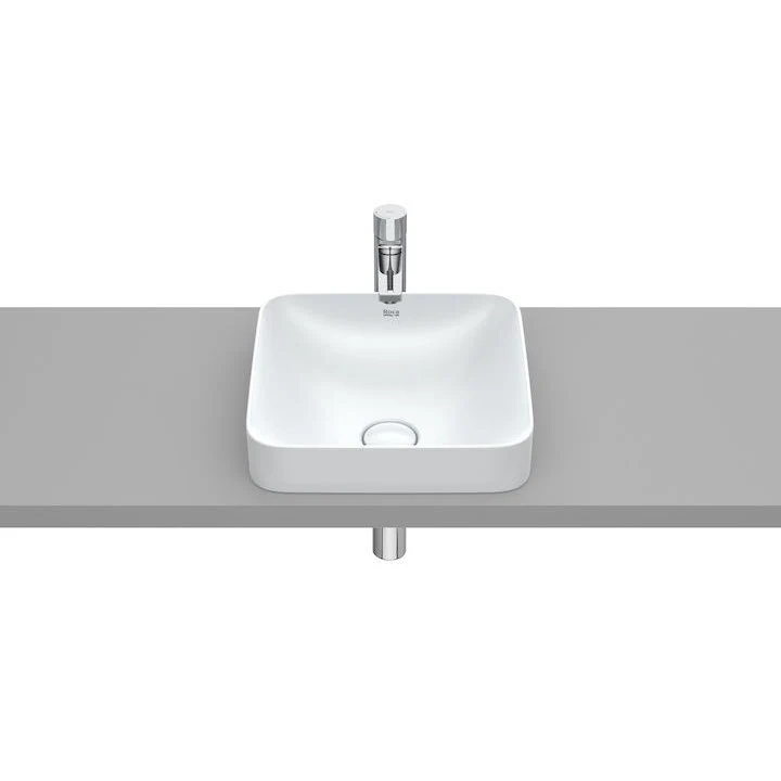 Lavoar baie incastrat, alb perlat, patrat Roca Inspira Square 37x37 cm