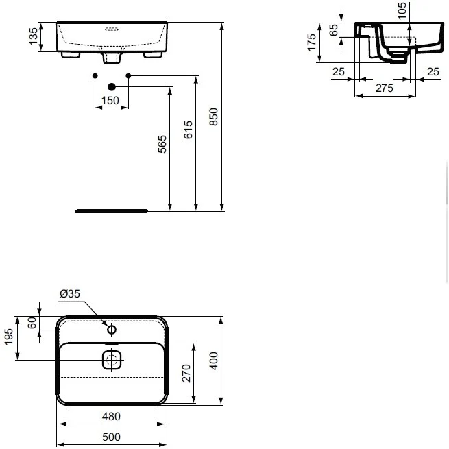 Lavoar baie incastrat Ideal Standard Strada II 50x40 cm