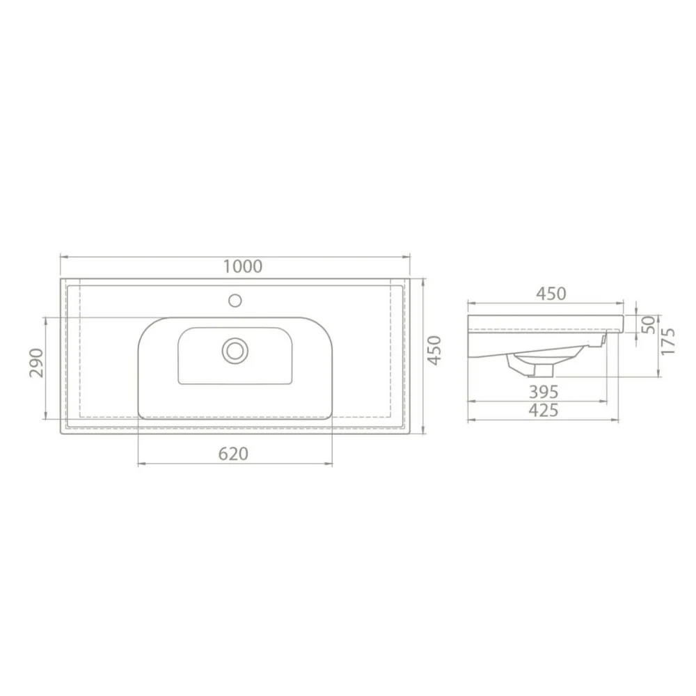Lavoar baie pe mobilier Arthema Frame 100x45 cm