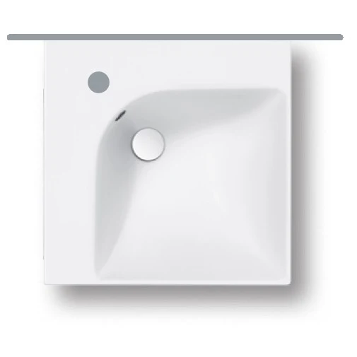 Lavoar baie suspendat, patrat Hatria Grandangolo G-50 DX 50x50 cm, varianta dreapta