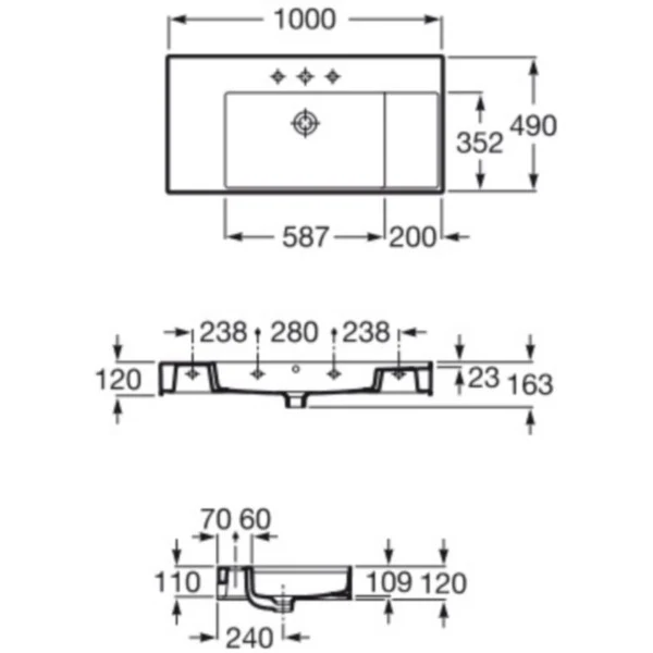 Lavoar baie suspendat Roca Inspira 100x49 cm