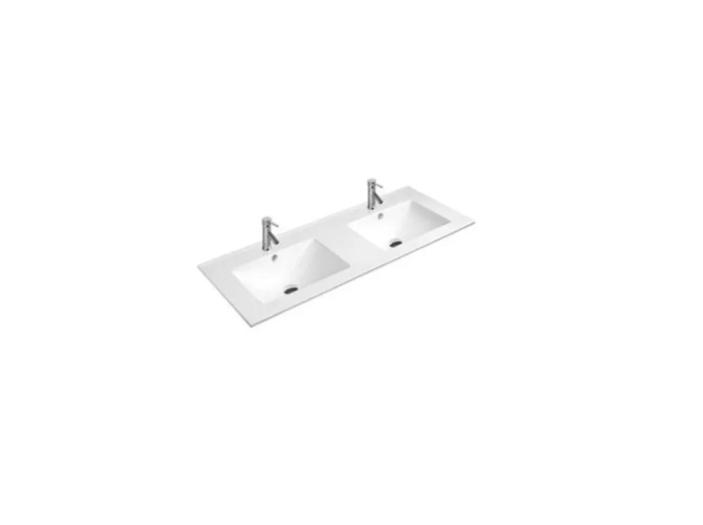 Lavoar dreptunghiular Arezzo dublu LOWELL, din porțelan, încorporabil, 120X46cm – alb