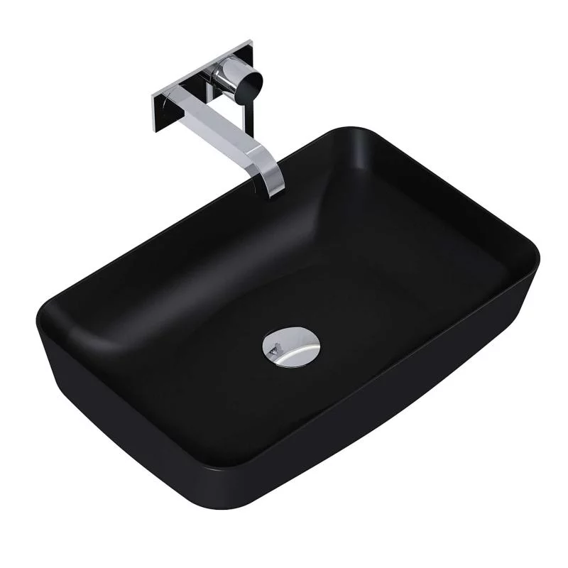 Lavoar dreptunghiular Arezzo NOMIA, din porțelan, montaj pe blat 50X39cm – negru mat