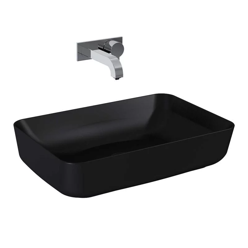 Lavoar dreptunghiular Arezzo NOMIA, din porțelan, montaj pe blat 50X39cm – negru mat