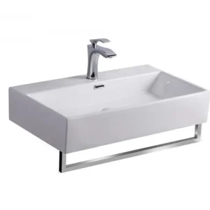 Lavoar dreptunghiular Arezzo NORFOLK, din porțelan, cu suport prosoape 60X42cm – alb