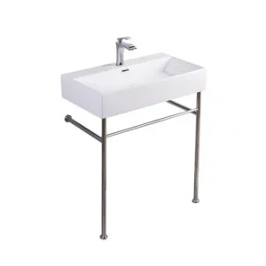 Lavoar dreptunghiular Arezzo TAMPA, din porțelan, cu picioare metalice 75X42cm – alb