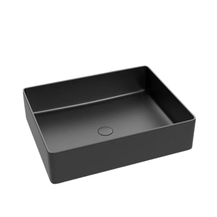 Lavoar Foglia dreptunghiular pe blat negru mat, ventil inclus, 45x32 cm