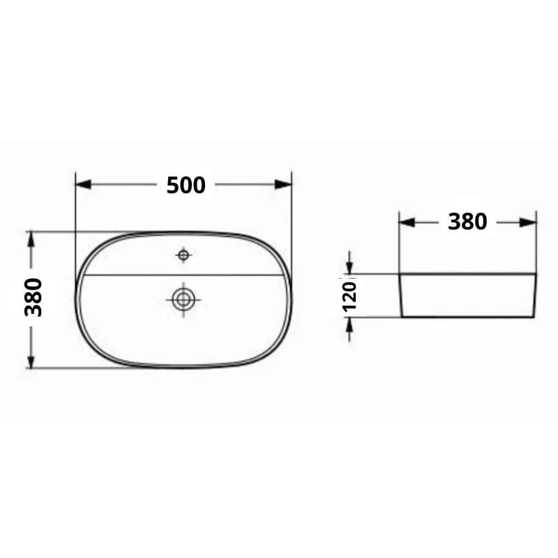 Lavoar Foglia oval pe blat roz mat, orificiu baterie, ventil inclus, 50x38 cm