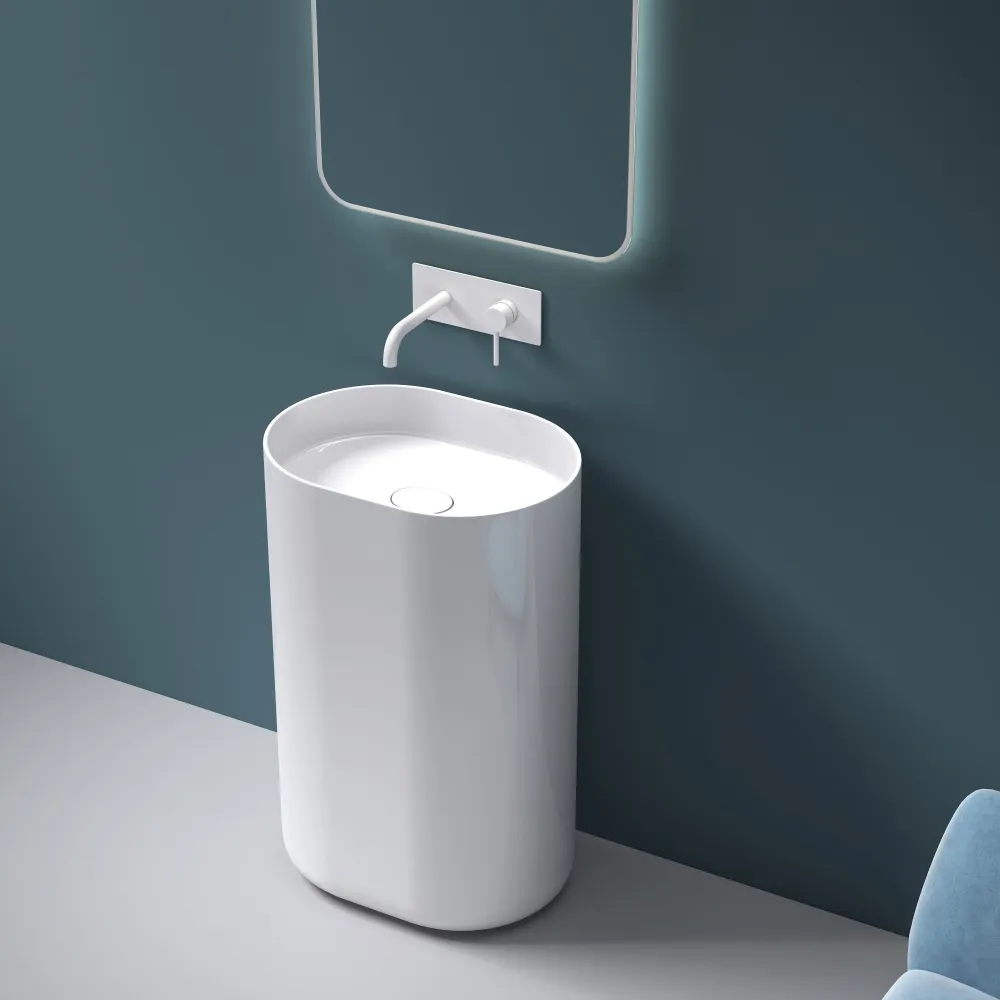 Lavoar freestanding oval 52 cm ceramic alb lucios – Rea Dolce