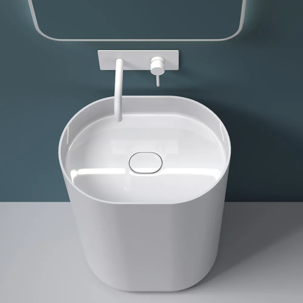Lavoar freestanding oval 52 cm ceramic alb lucios – Rea Dolce
