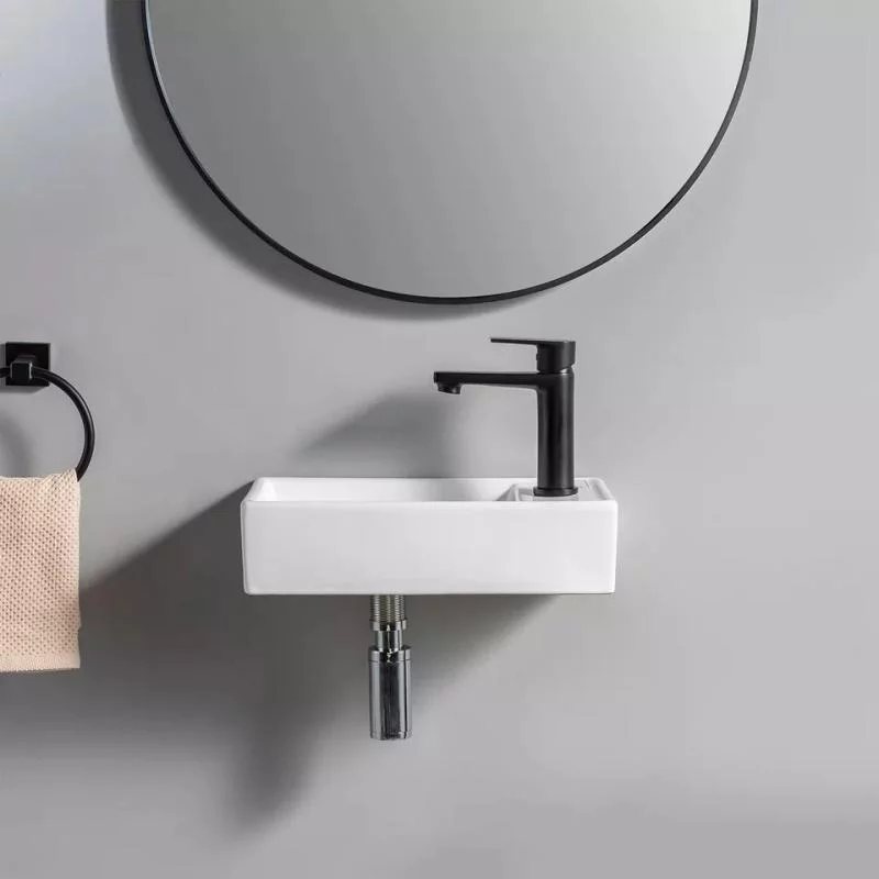 Lavoar mini dreptunghiular Arezzo AUSTIN, pe partea stângă, montaj în perete 40x22cm – alb