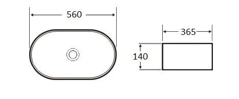 Lavoar oval Arezzo DAYTON, din porțelan, montaj pe blat, 56×36,5cm – alb