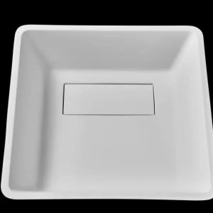 Lavoar pătrat Arezzo CLEVELAND, din Solid surface, montaj pe blat 40×39,7CM – alb