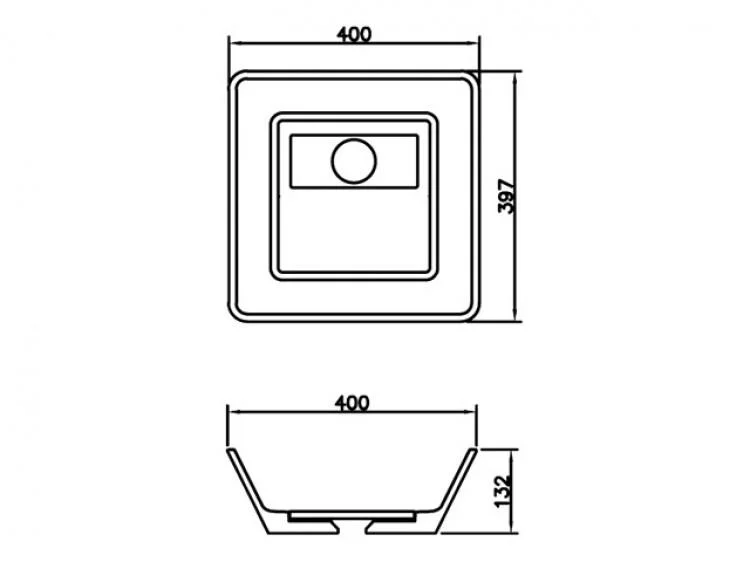 Lavoar pătrat Arezzo CLEVELAND, din Solid surface, montaj pe blat 40×39,7CM – alb