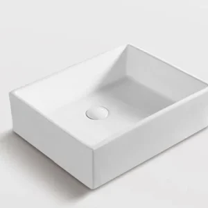 Lavoar pătrat Arezzo RENO, din porțelan, montaj pe blat 49x39cm – alb