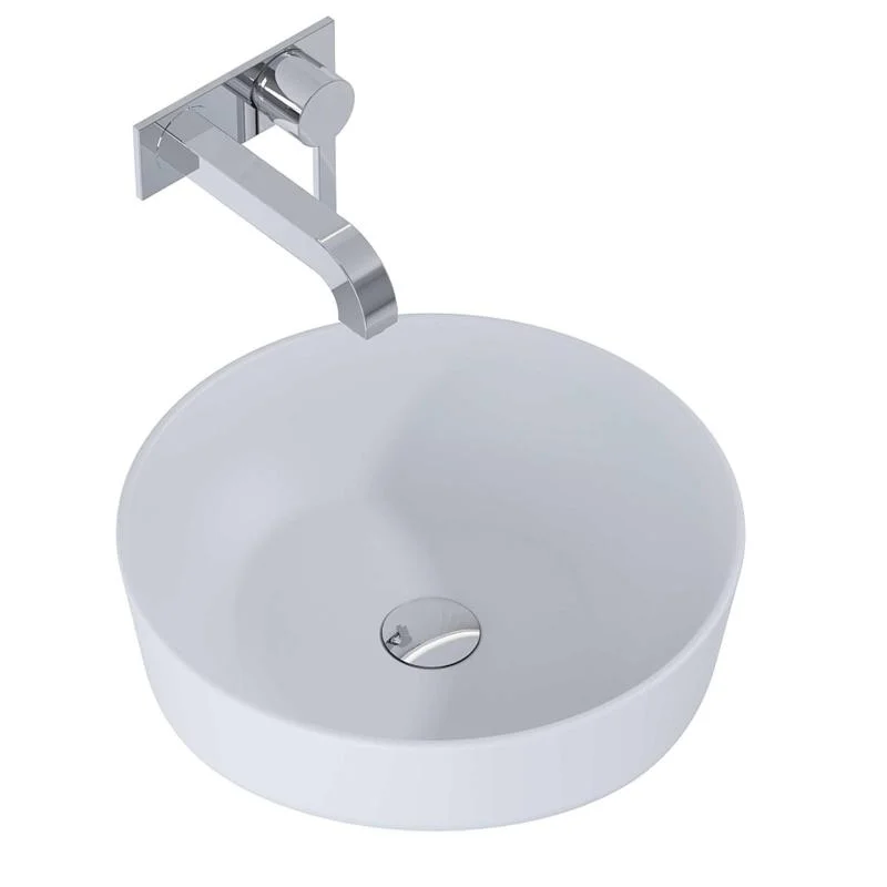 Lavoar rotund Arezzo LORCA, din porțelan, montaj pe blat 42cm – gri deschis mat