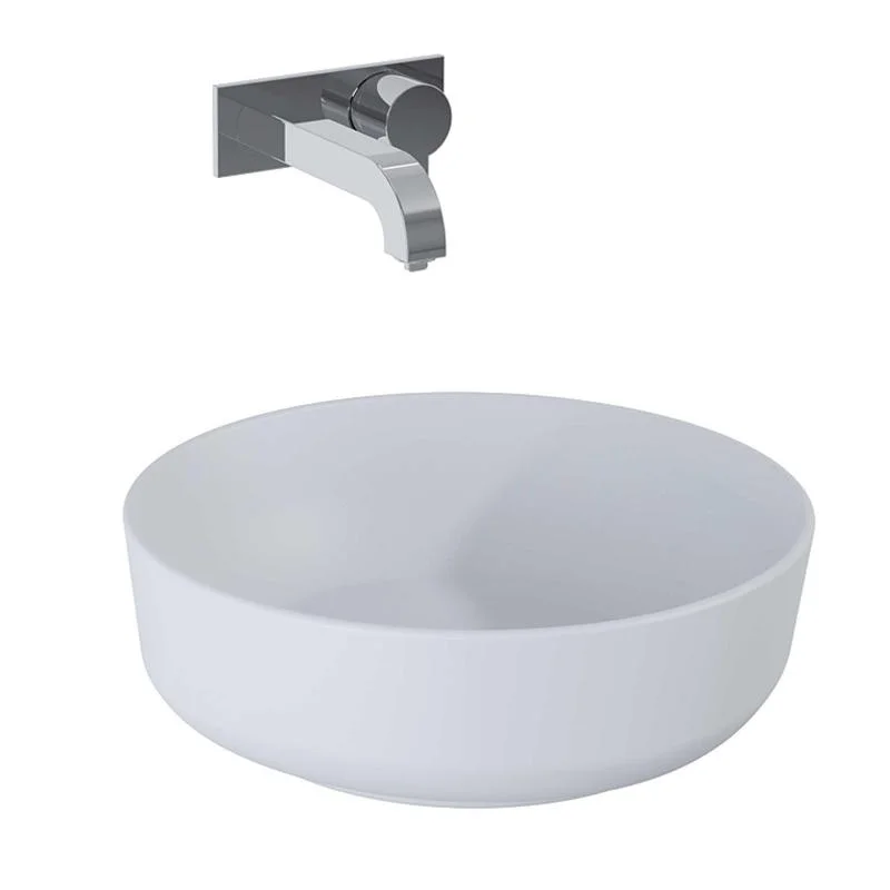 Lavoar rotund Arezzo LORCA, din porțelan, montaj pe blat 42cm – gri deschis mat