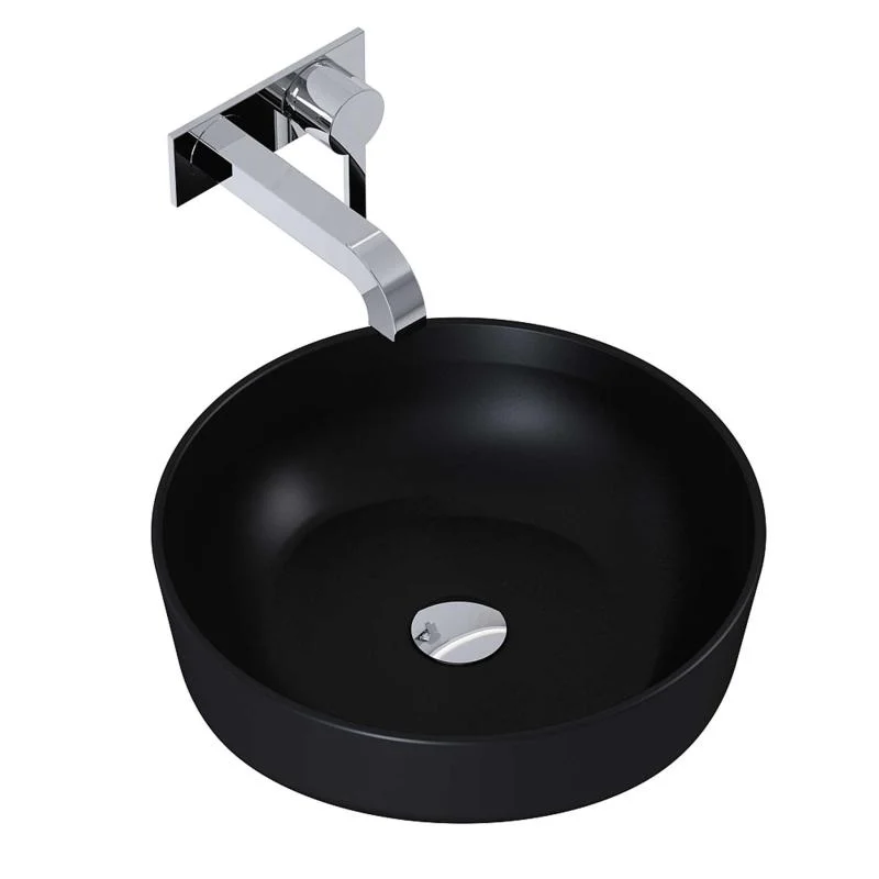 Lavoar rotund Arezzo LORCA, din porțelan, montaj pe blat 42cm – negru mat