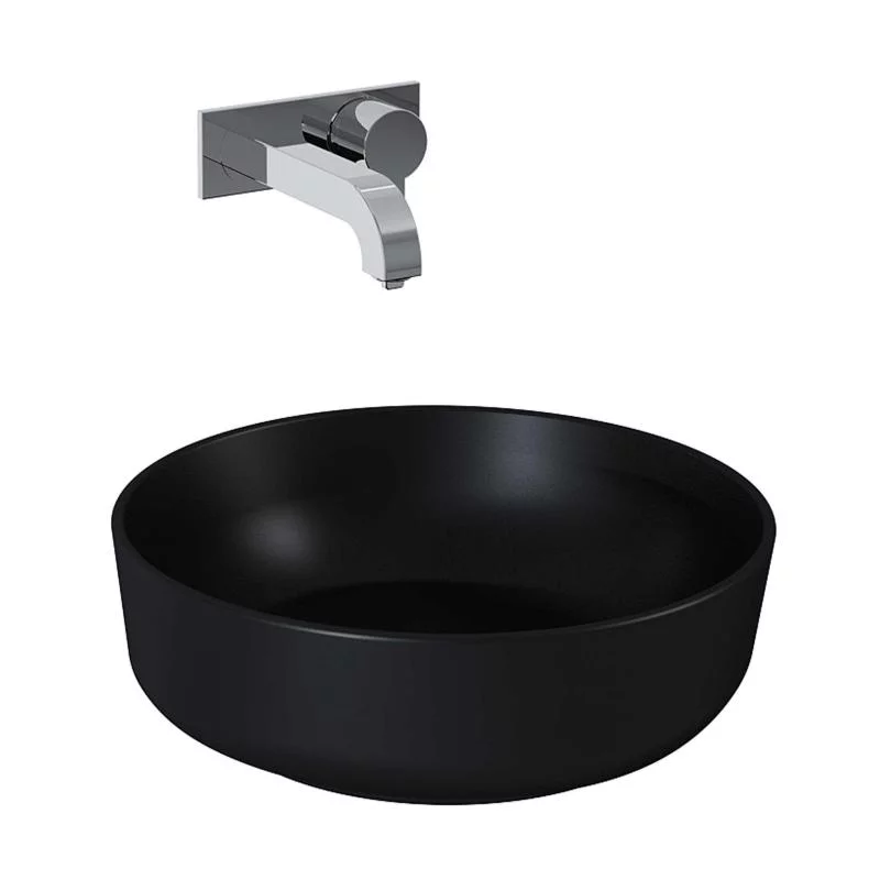 Lavoar rotund Arezzo LORCA, din porțelan, montaj pe blat 42cm – negru mat