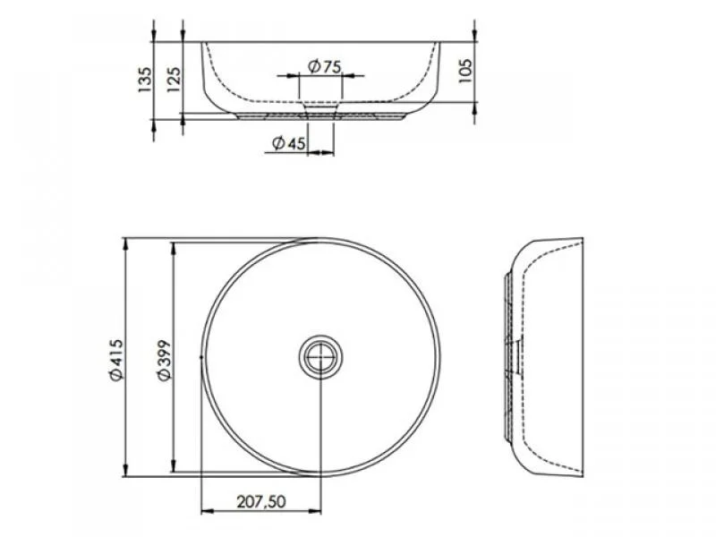 Lavoar rotund Arezzo LORCA, din porțelan, montaj pe blat 42cm – alb