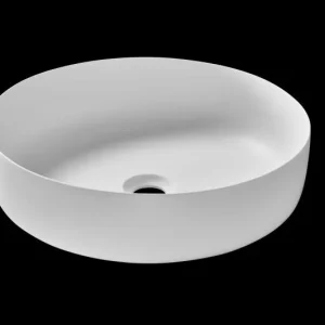 Lavoar rotund Arezzo MEMPHIS, din Solid surface, montaj pe blat 41,5cm – alb