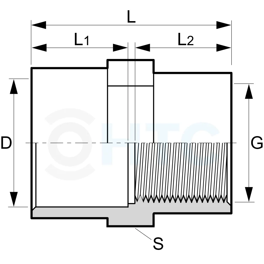 Manșon filetat PVC-U,filet interior-32 x 1“