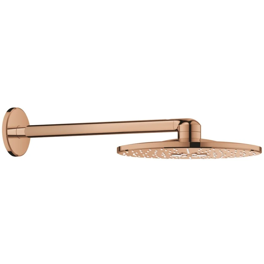 Palarie dus fix Grohe Rainshower 310 SmartActive, Ø31 cm cu brat, montaj pe perete, cupru (warm sunset)