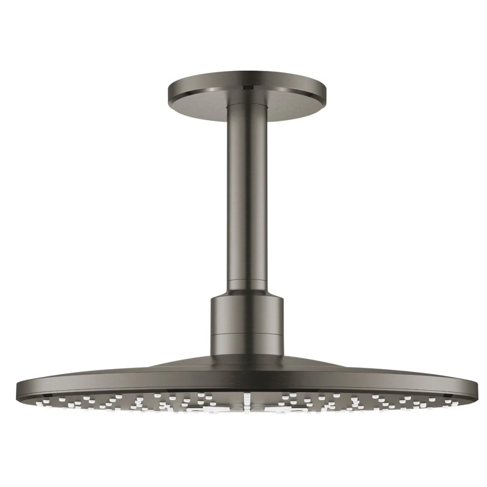 Palarie dus fix Grohe Rainshower 310 SmartActive, Ø31 cm cu brat, montaj pe tavan, antracit mat (brushed hard graphite)