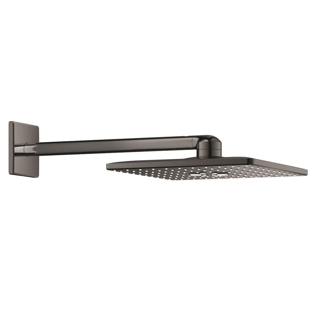 Palarie dus fix Grohe Rainshower 310 SmartActive, 31x31 cm cu brat, montaj pe perete, antracit (hard graphite)