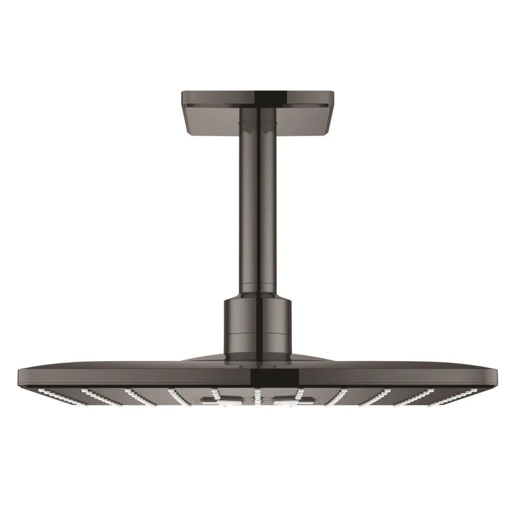 Palarie dus fix Grohe Rainshower 310 SmartActive, 31x31 cm cu brat, montaj pe tavan, antracit (hard graphite)