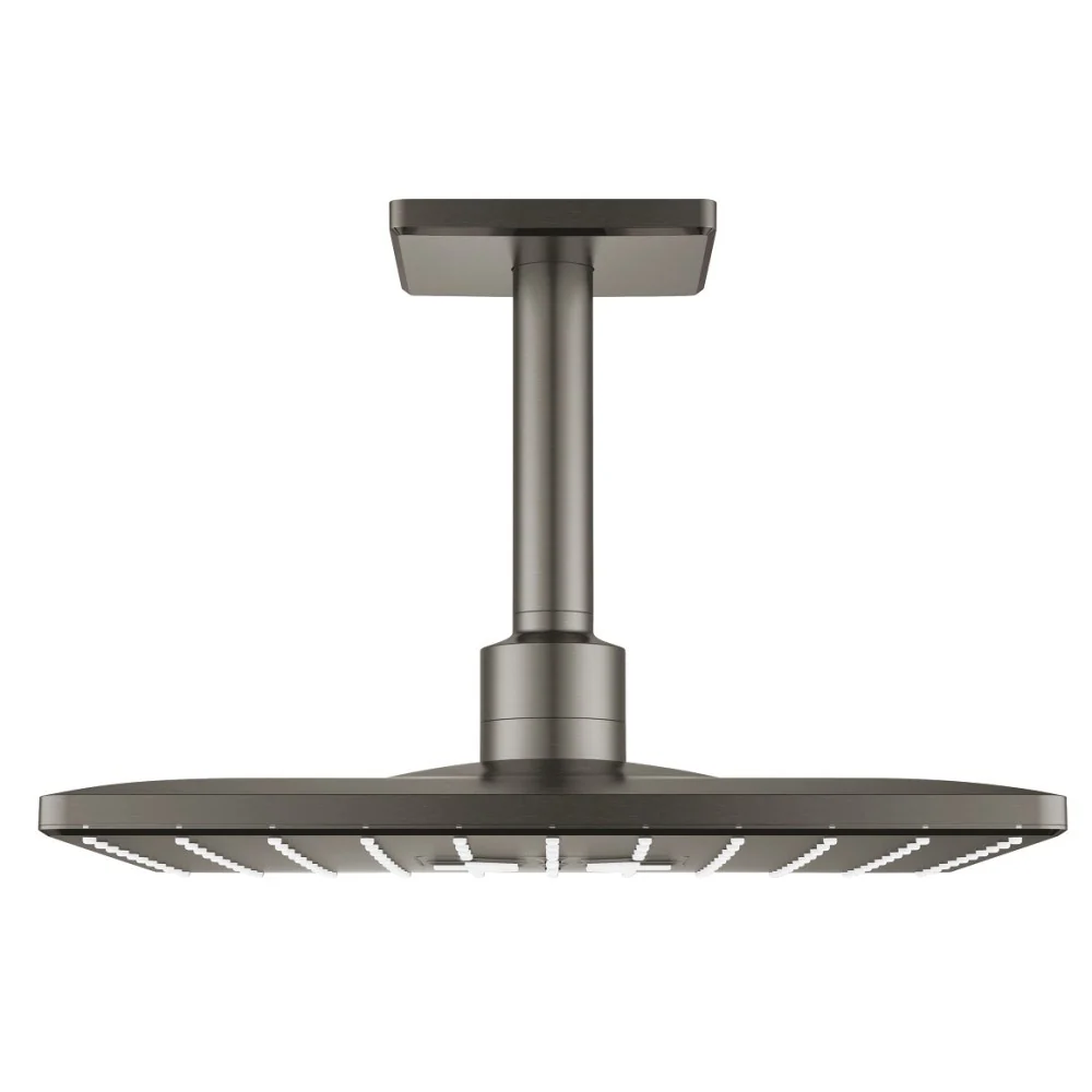 Palarie dus fix Grohe Rainshower 310 SmartActive, 31x31 cm cu brat, montaj pe tavan, antracit mat (brushed hard graphite)