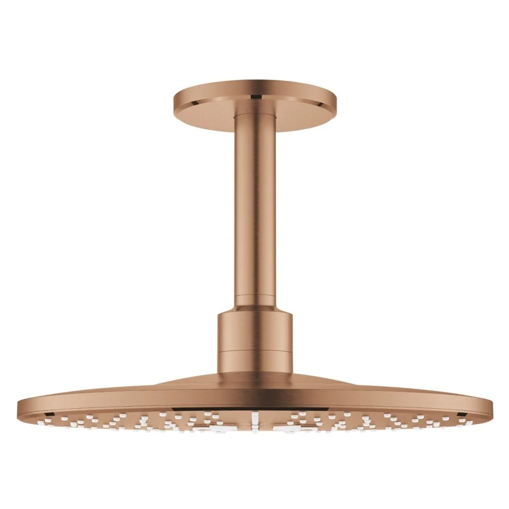 Palarie dus fix Grohe Rainshower 310 SmartActive, Ø31 cm cu brat, montaj pe tavan, cupru mat (brushed warm sunset)