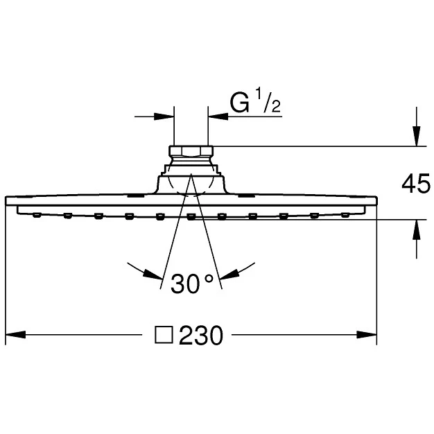 Palarie dus fix Grohe Rainshower Allure 230, cu limitator de debit, 23x23 cm