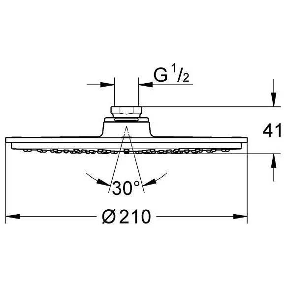 Palarie dus fix Grohe Rainshower Cosmopolitan 210, cu limitator debit, Ø21 cm