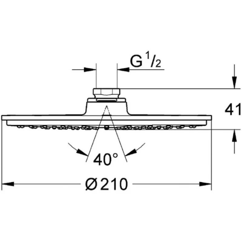Palarie dus fix Grohe Rainshower Cosmopolitan 210, Ø21 cm, fara limitator, alb