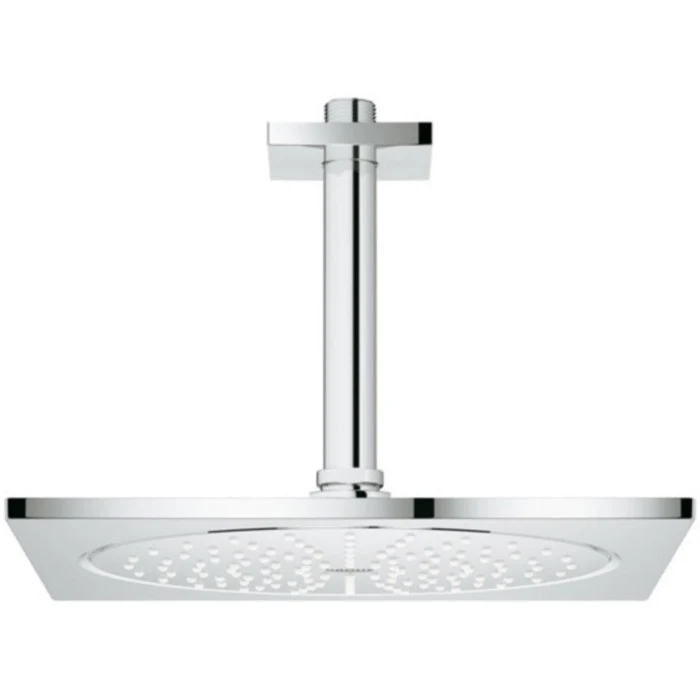 Palarie dus fix Grohe Rainshower F-Series, cu brat, montaj pe tavan, cu limitator de debit, 25x25 cm