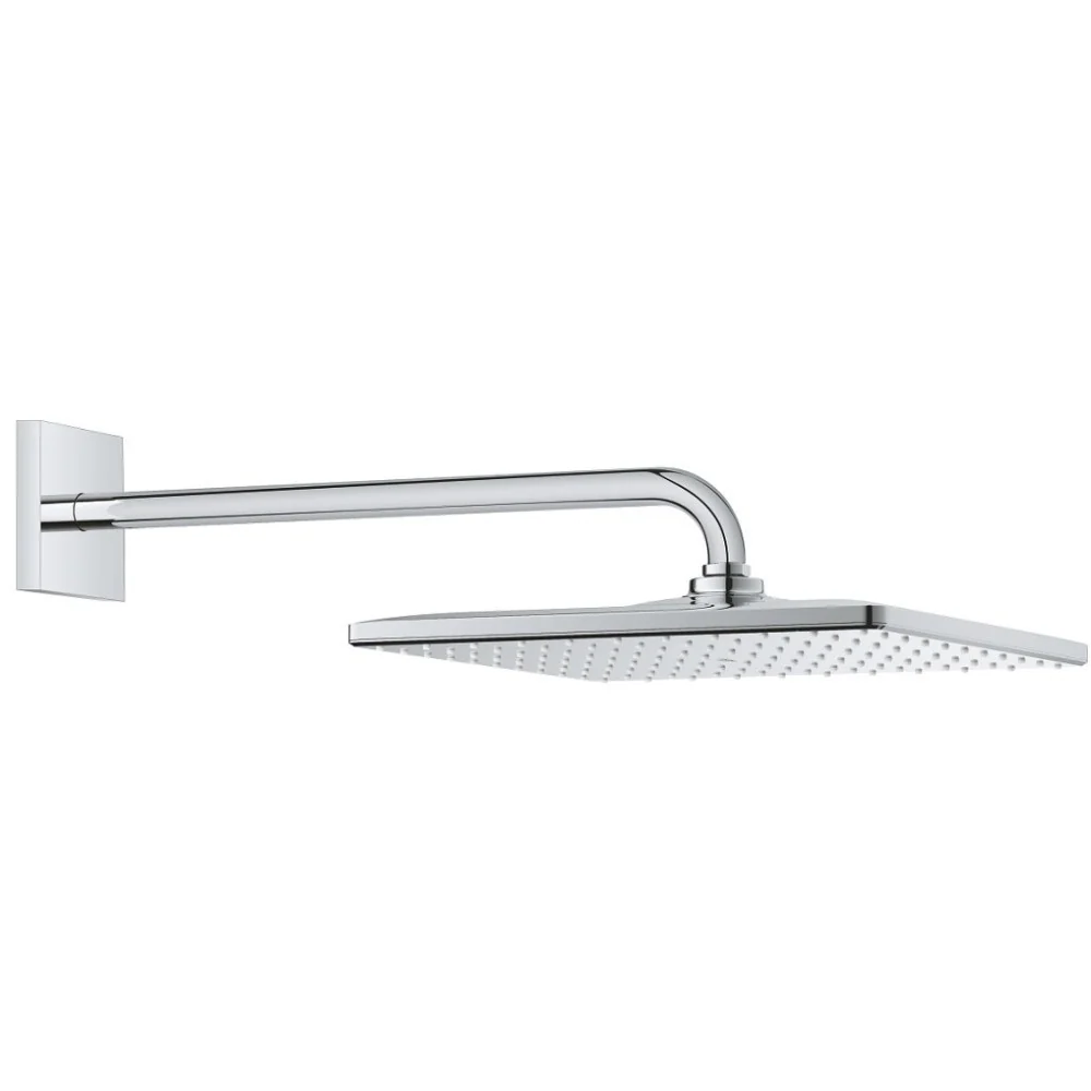 Palarie dus fix Grohe Rainshower Mono 310, 31x31 cm cu brat, montaj pe perete, crom