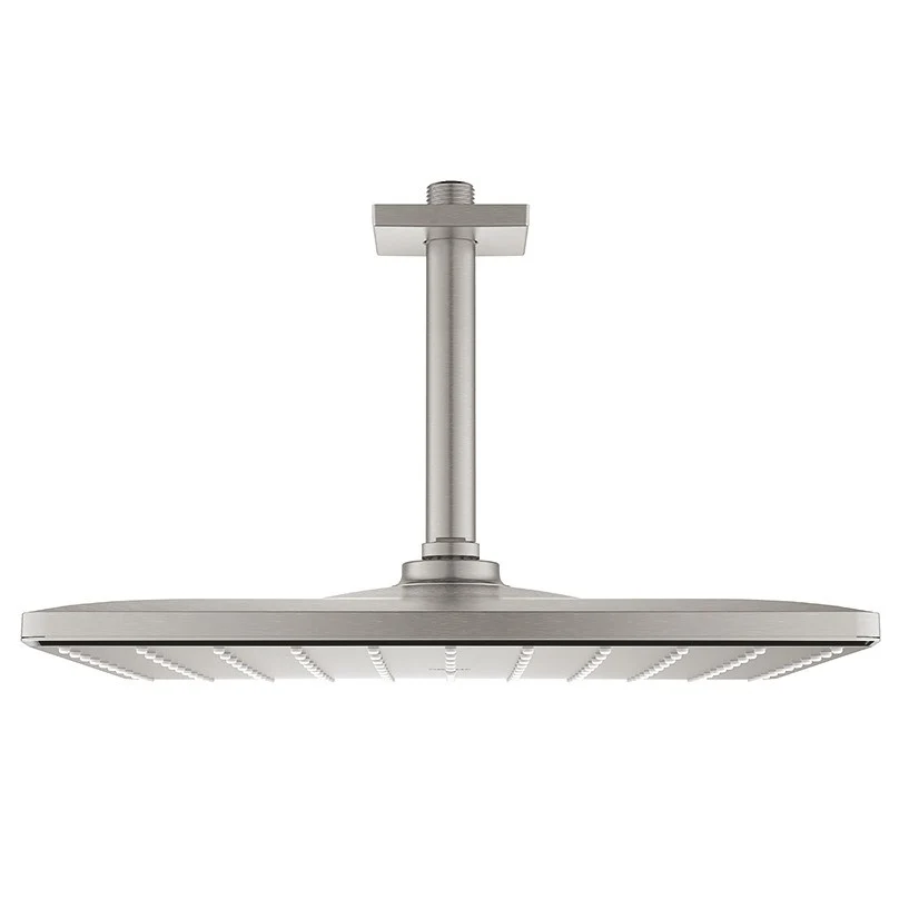 Palarie dus fix Grohe Rainshower Mono 310, 31x31 cm cu brat, montaj pe tavan, aspect inox (supersteel)