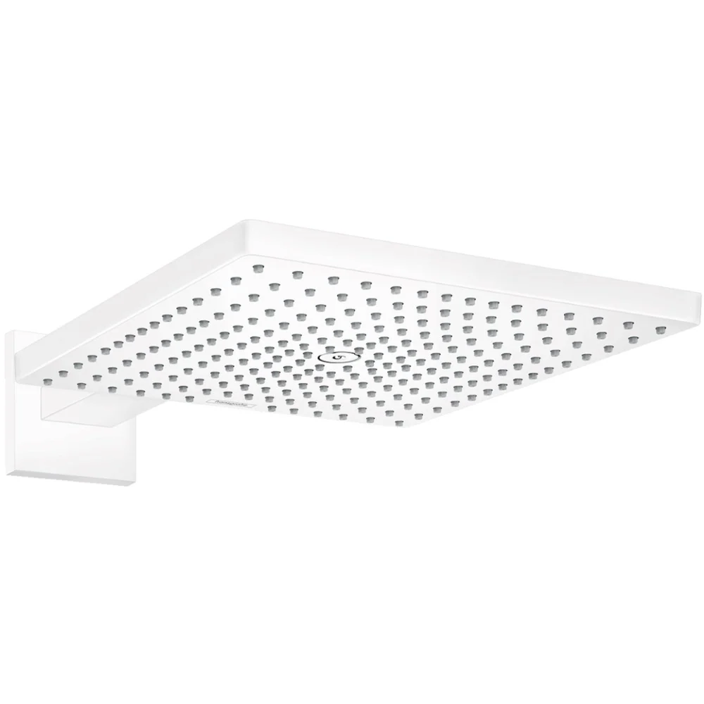Palarie dus fix Hansgrohe Raindance E 300, cu brat, alb mat