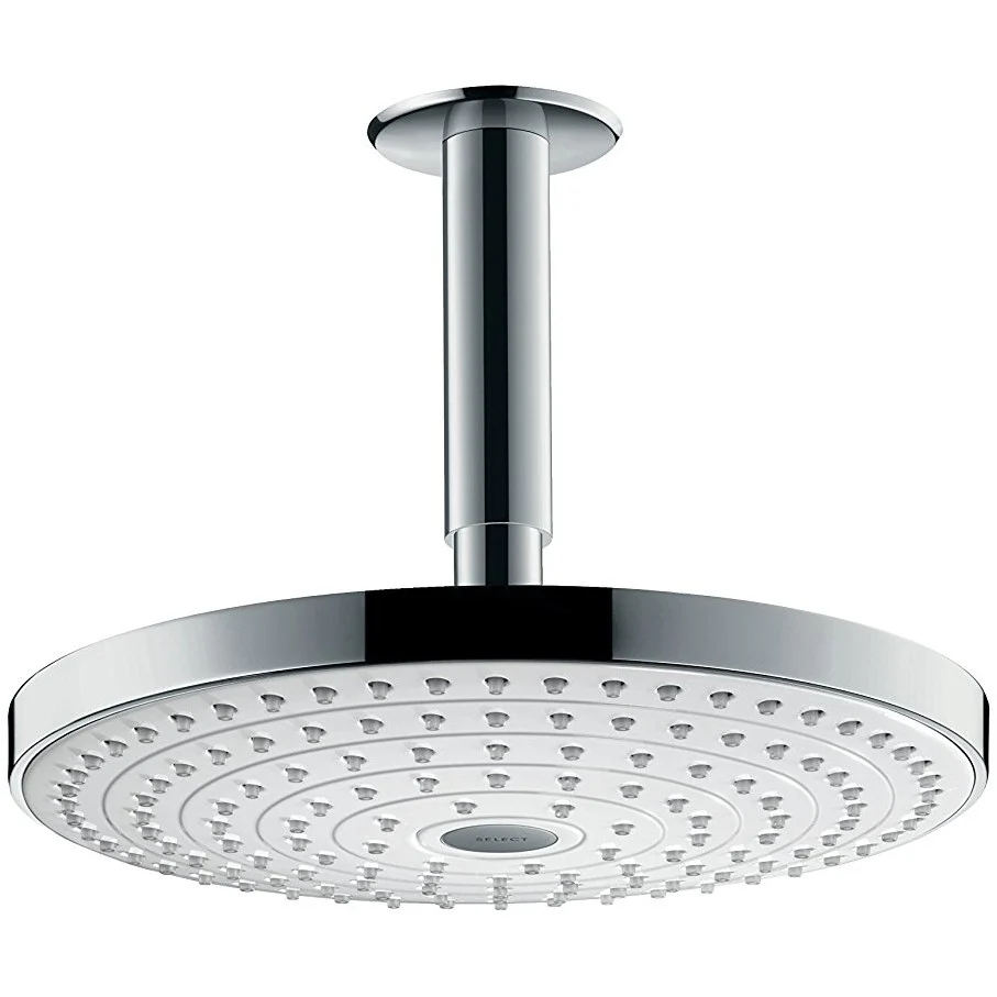 Palarie dus fix Hansgrohe Raindance Select S 240 2jet, cu brat montat tavan 10 cm, alb/crom
