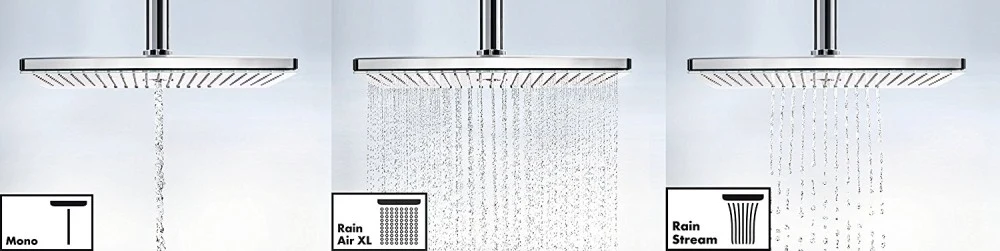 Palarie dus fix Hansgrohe Rainmaker Select 460 3jet, cu brat orizontal 46 cm, alb/crom