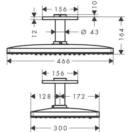 Palarie dus fix Hansgrohe Rainmaker Select 460 3jet, cu brat montat tavan 10 cm, alb/crom