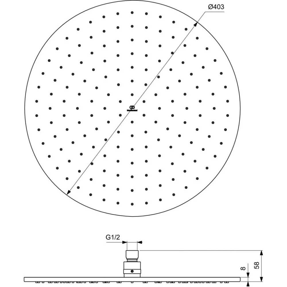 Palarie dus fix Ideal Standard IdealRain, Ø40 cm, crom