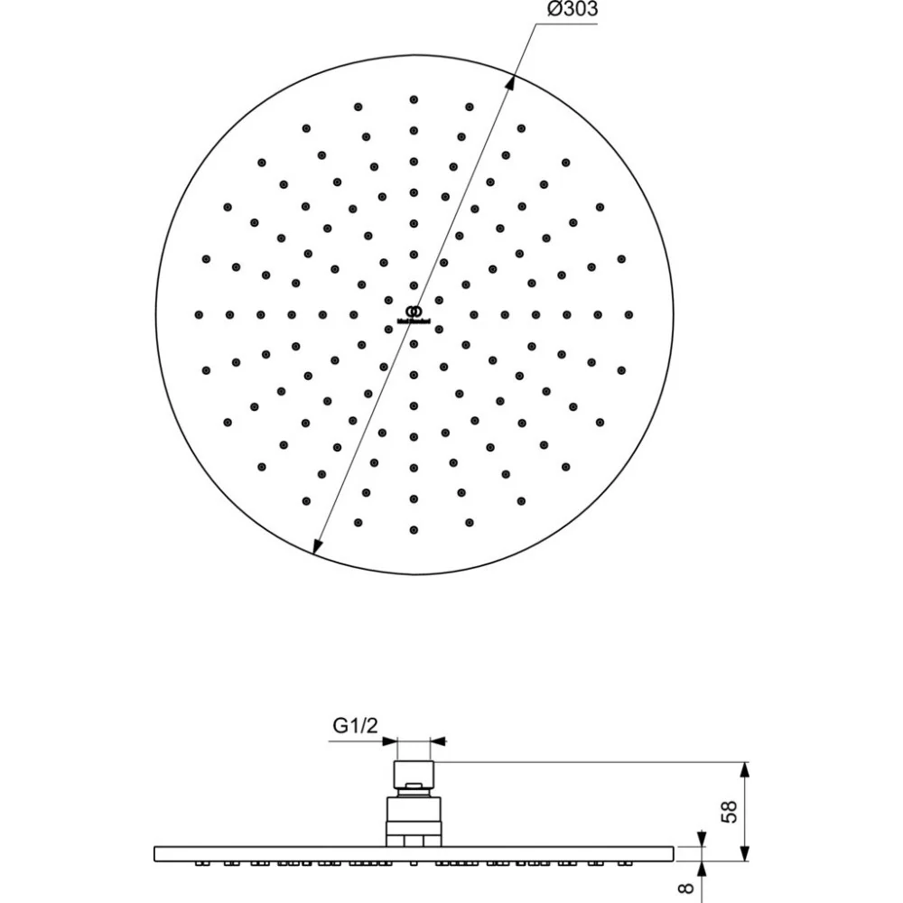 Palarie dus fix Ideal Standard IdealRain, Ø30 cm, auriu
